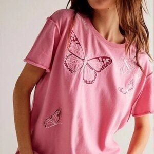 NWT Free People/We The Free Pink Horsin Around Tee- Medium